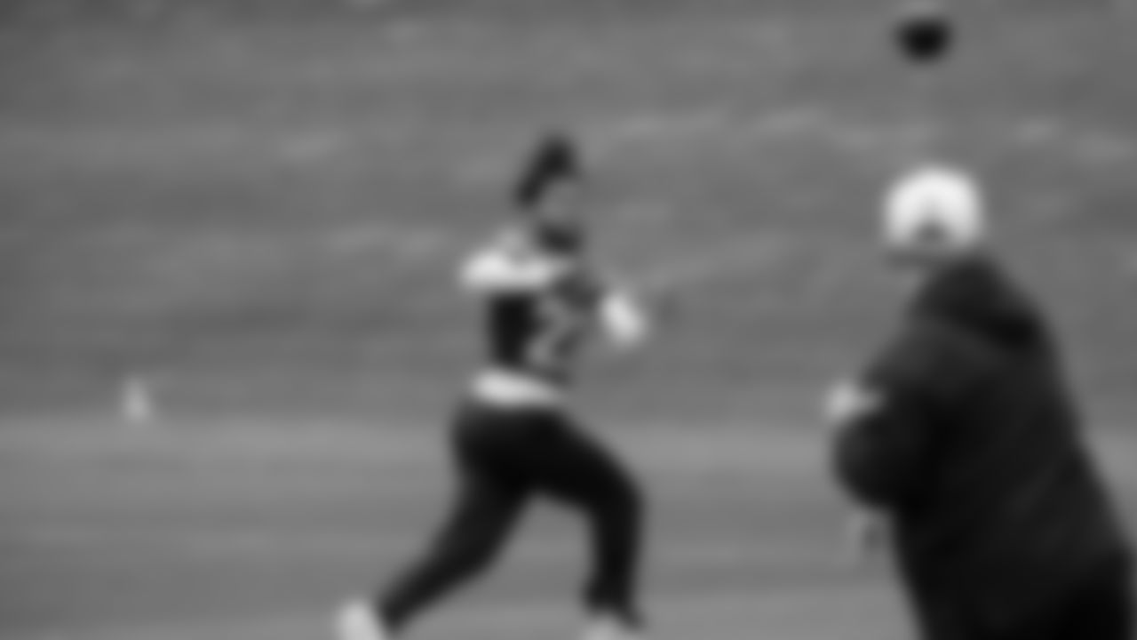 Seahawks running back Damien Martinez (22) participated in a workout on May 13, 2025 at the Virginia Mason Athletic Center.