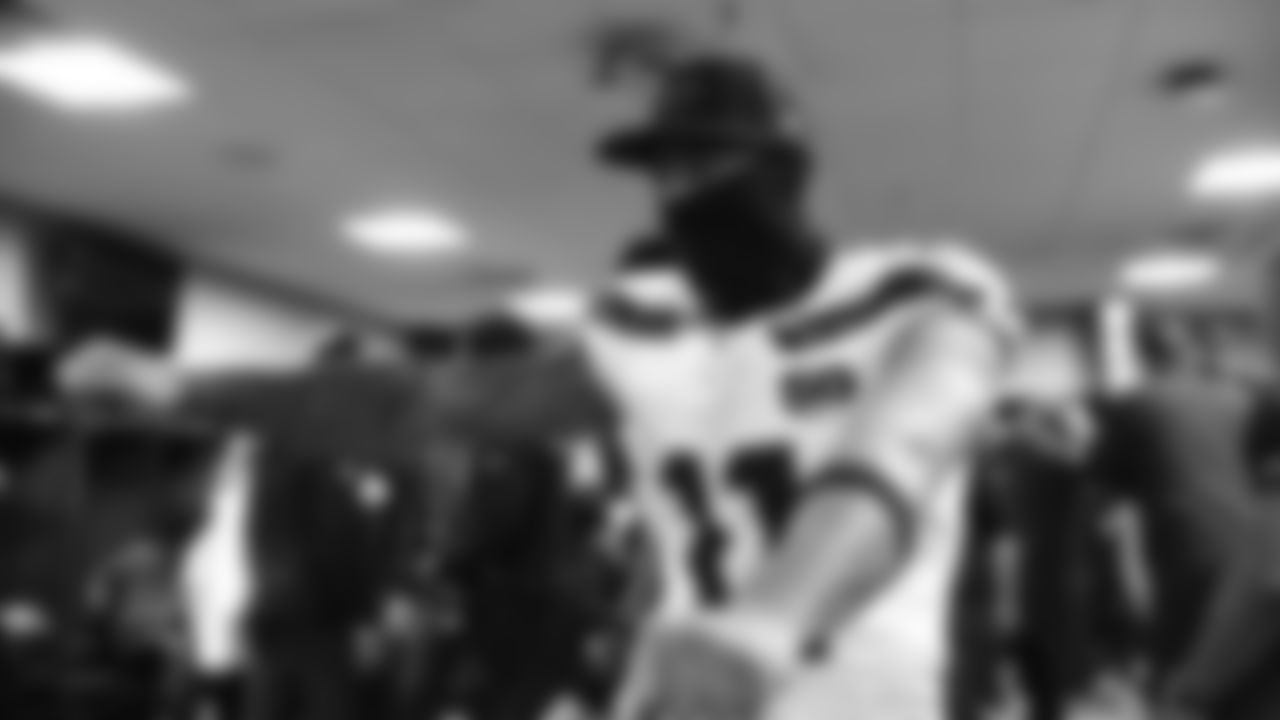 The Seahawks celebrated the 37-9 victory over the Falcons at Mercdes-Benz Stadium.