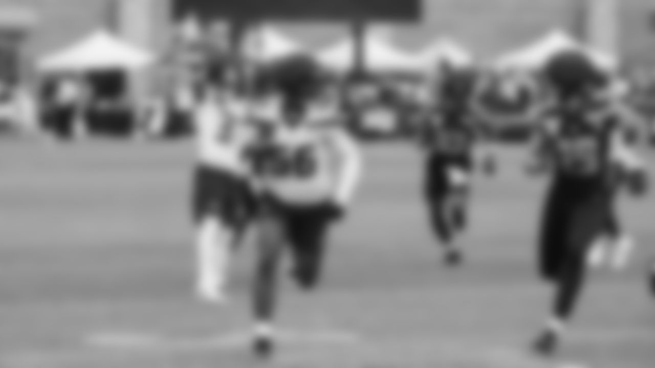Seahawks linebacker Jalan Gaines (56) practiced on day three of training camp on July 25, 2025 at the Virginia Mason Athletic Center.