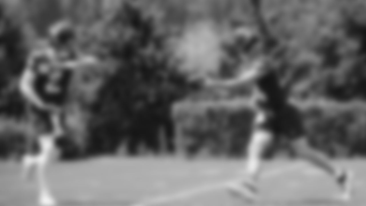 Seahawks quarterback Sam Darnold (14) and quarterback Drew Lock (2) participated in a workout on day two of minicamp on Wednesday, June 11, 2025 at the Virginia Mason Athletic Center.