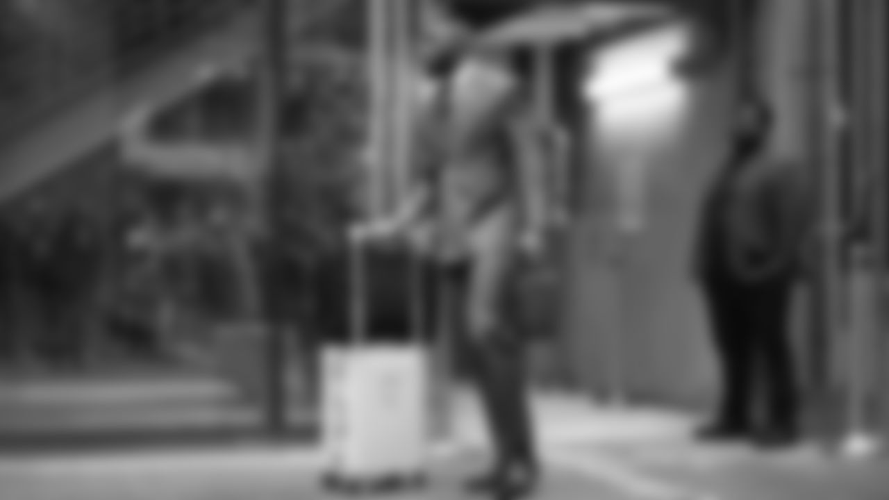 Seahawks wide receiver Dareke Young (83) departed the team hotel for the Week 17 matchup vs. Panthers on December 28, 2025.