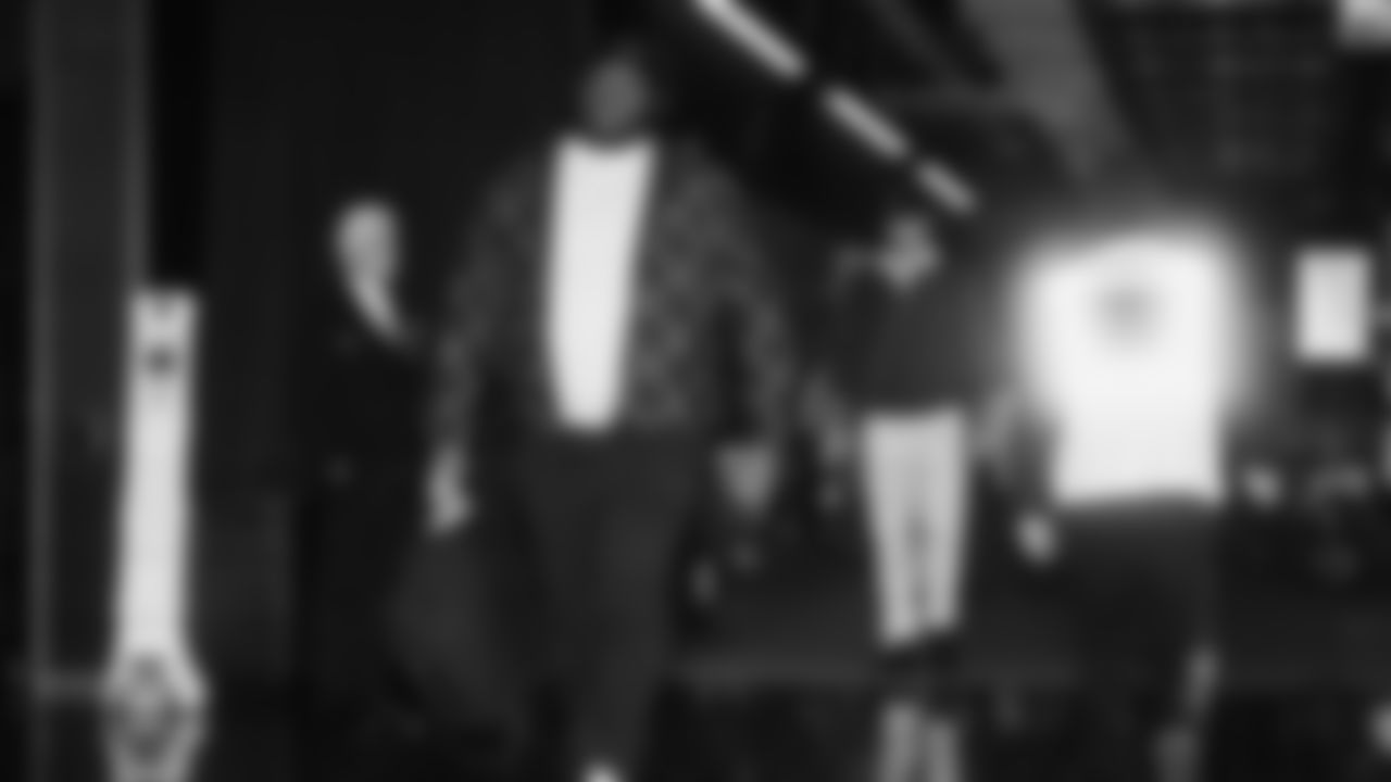 Seahawks guard Christian Haynes (64) departed the team hotel for the Week 18 matchup vs. the 49ers at Levi's Stadium.