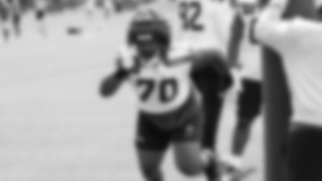 Seahawks nose tackle J.R. Singleton (70) practiced on August 19, 2025 at the Virginia Mason Athletic Center.