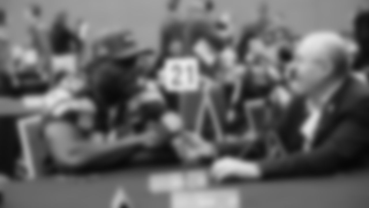 Seahawks linebacker Derick Hall (58) at day two of press conference Media Availability on February 4, 2026.