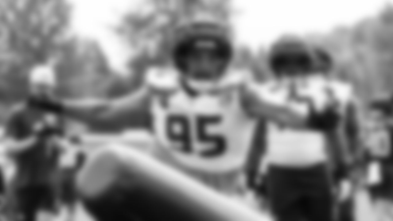 Seahawks nose tackle Brandon Pili (95) practiced on August 13, 2025 at the Virginia Mason Athletic Center.