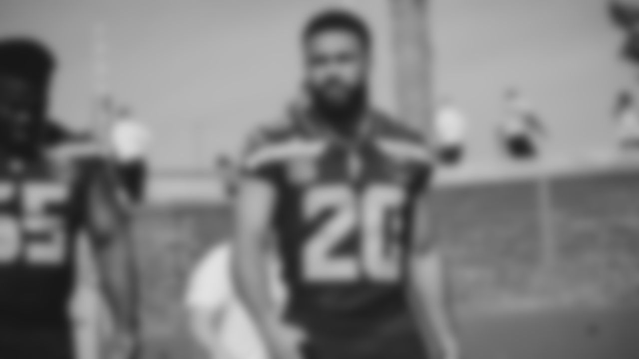 Seahawks safety Julian Love (20) during the Super Bowl LX team photo on February 7, 2026.