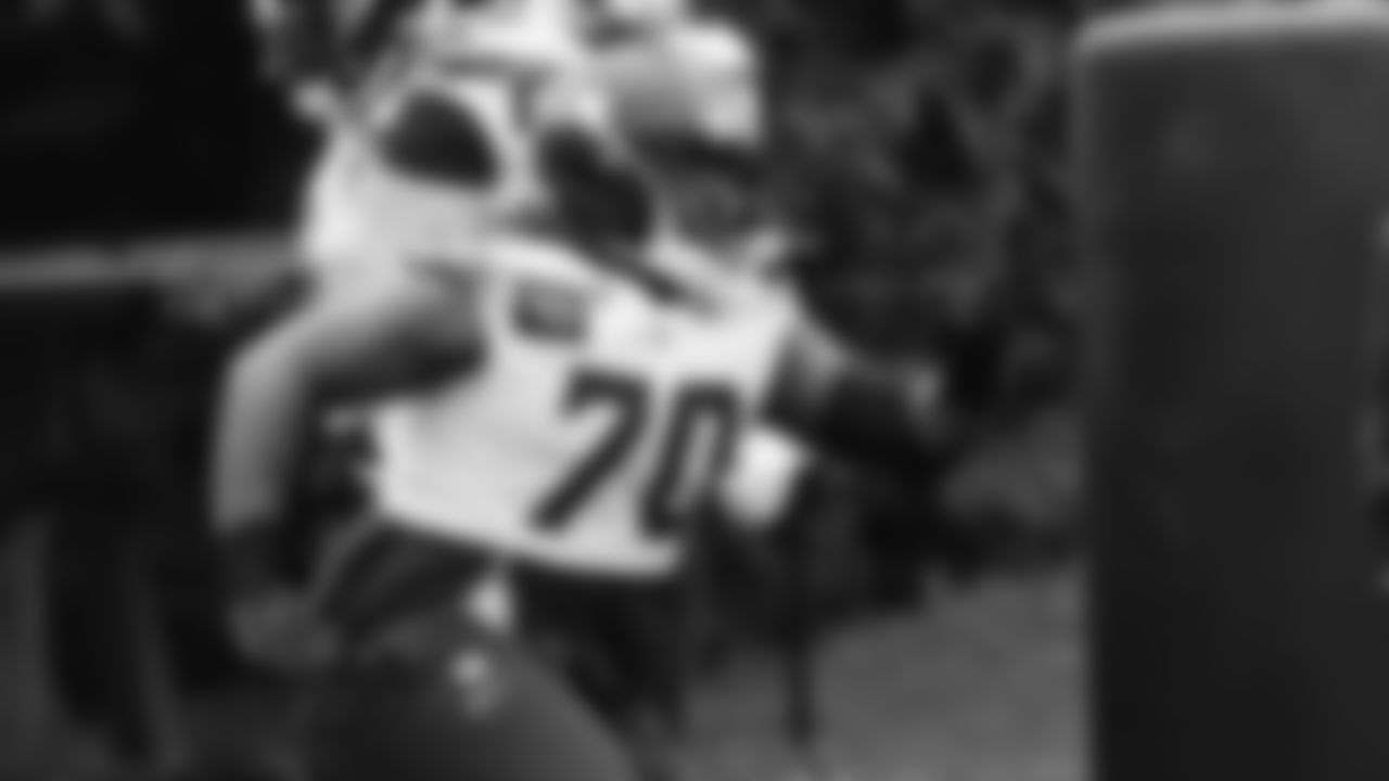 Seahawks nose tackle J.R. Singleton (70) practiced on Thursday, January 8, 2026 at the Virginia Mason Athletic Center.