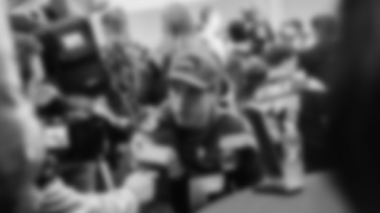 Seahawks kicker Jason Myers (5)  at day two of press conference Media Availability on February 4, 2026.