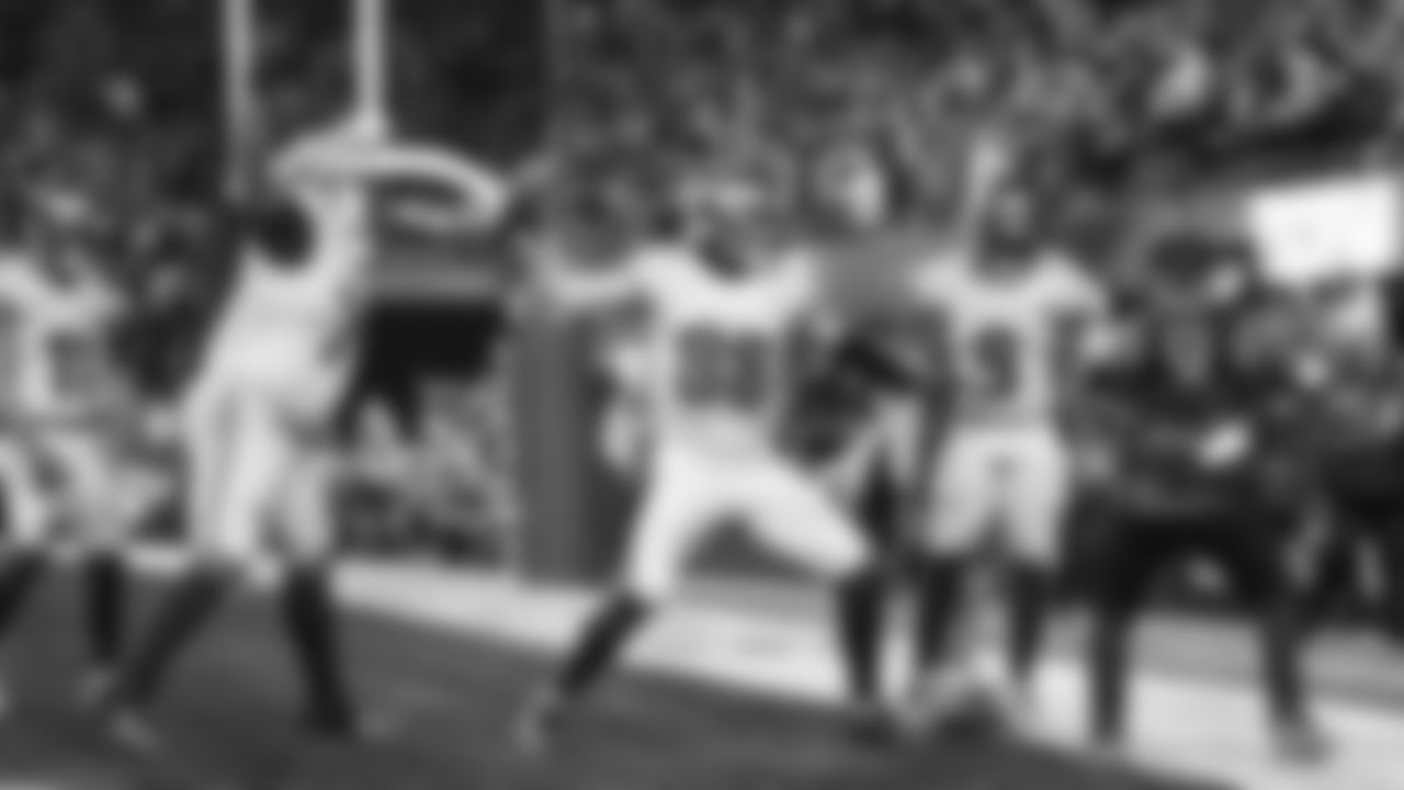 Seahawks tight end AJ Barner spikes the ball after his fourth quarter touchdown.