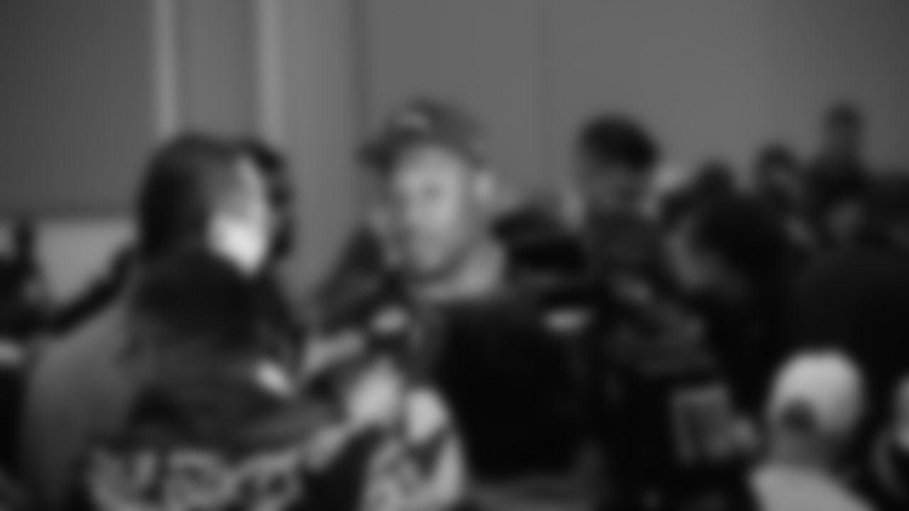 Seahawks linebacker Uchenna Nwosu (7) at day two of press conference Media Availability on February 4, 2026.