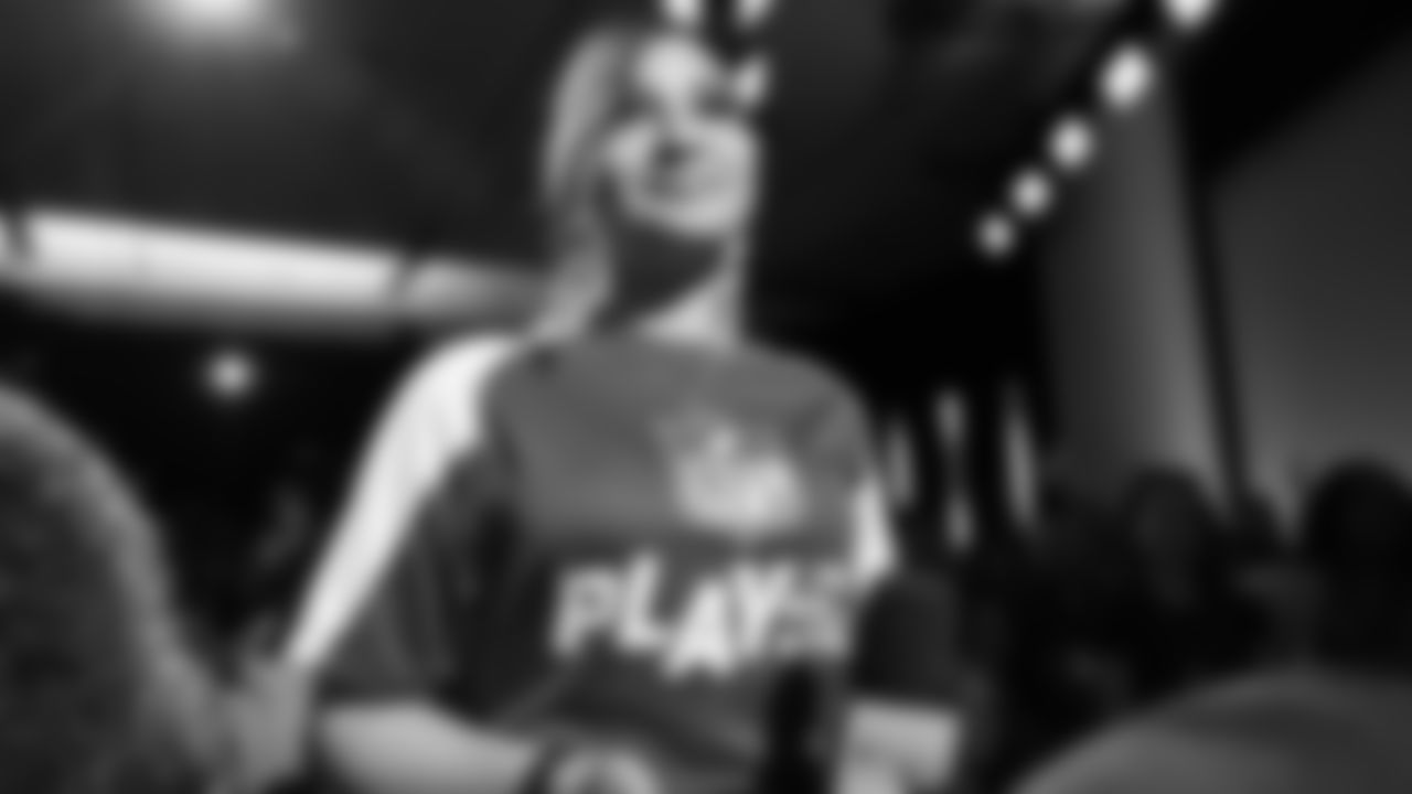 Play 60 Kid Jasmine asks a question at the Apple Music Halftime Show press conference ahead of the Super Bowl 60 football game on Thursday, February 5, 2026 in San Francisco. (Logan Bowles/NFL)