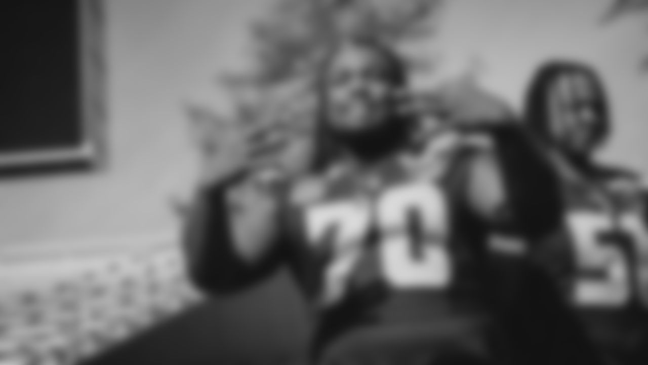 Seahawks nose tackle J.R. Singleton (70) during the Super Bowl LX team photo on February 7, 2026.