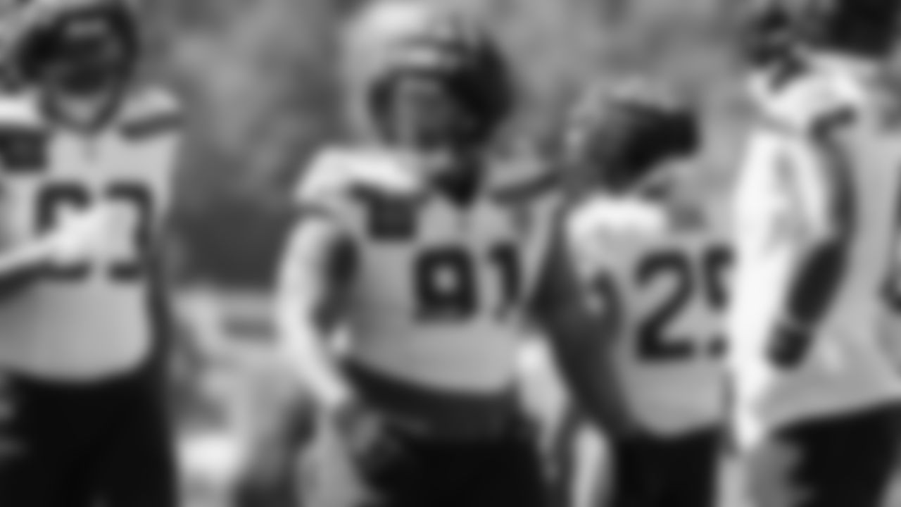 Seahawks defensive tackle Byron Murphy II (91) practiced on August 12, 2025 at the Virginia Mason Athletic Center.