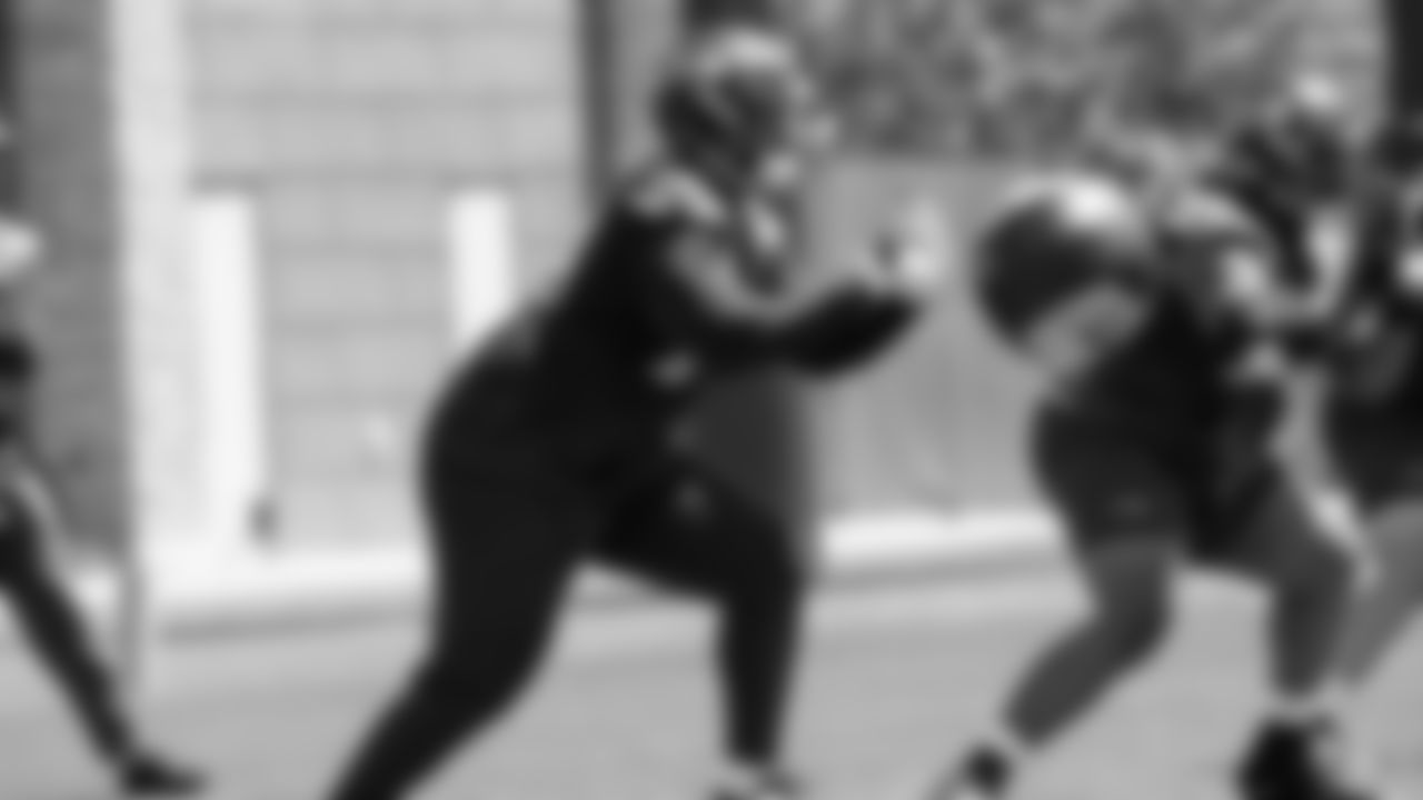 Seahawks tackle Josh Jones (74) participated in a workout on day three of OTAs on Friday, May 30, 2025 at the Virginia Mason Athletic Center.