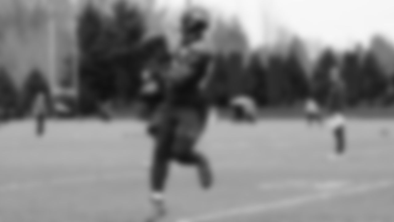 Seahawks wide receiver Dareke Young (83) practiced on Friday, January 30, 2026 at the Virginia Mason Athletic Center.