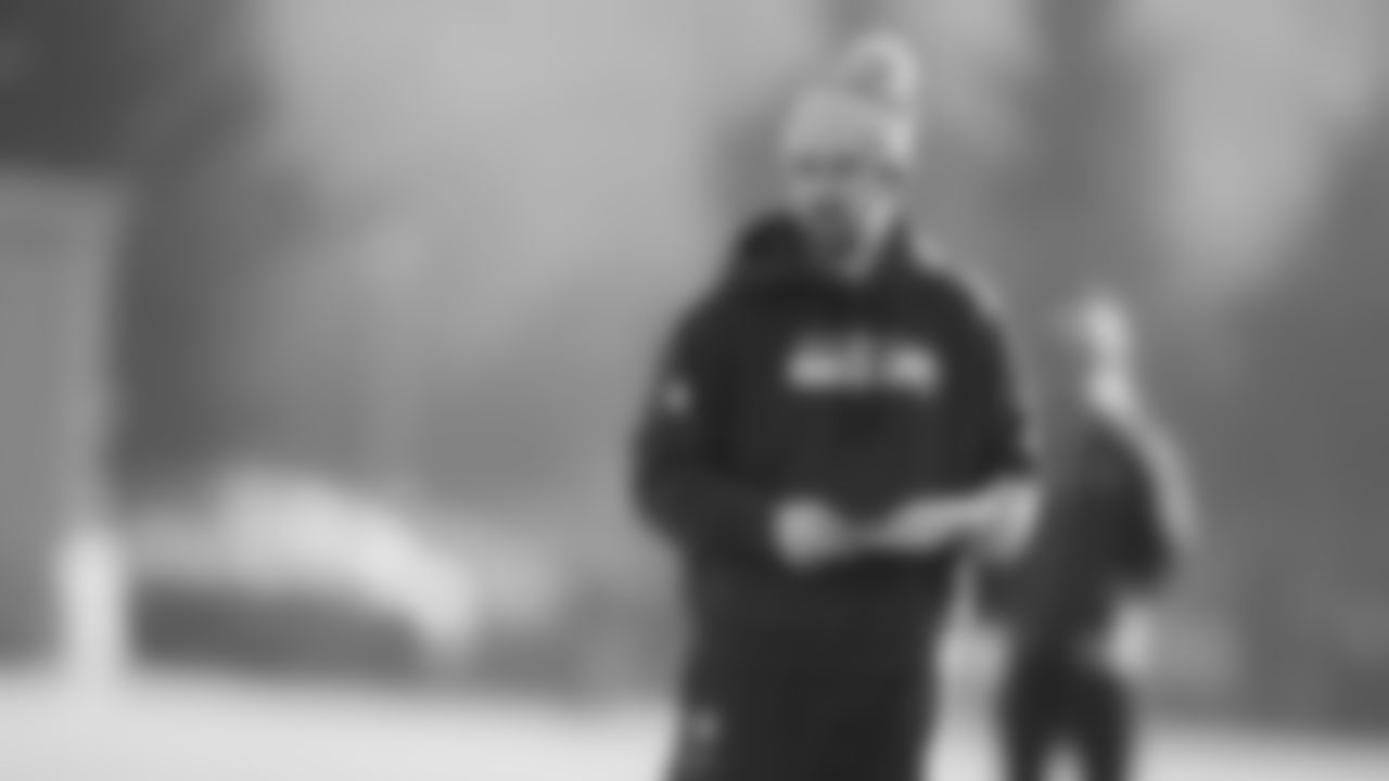 Seahawks offensive coordinator Klint Kubiak at practice on Wednesday, December 31, 2025 at the Virginia Mason Athletic Center.