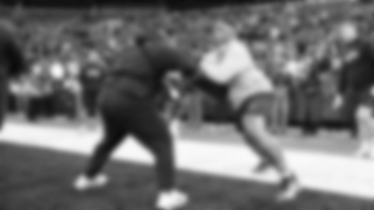 Seahawks defensive tackle Byron Murphy II (91) warms up at Lumen Field for the NFC Championship game vs. the Los Angeles Rams on Sunday, January 25, 2026.