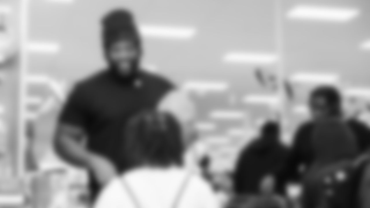 Seahawks offensive lineman Josh Jones was joined by fellow offensive linemen as they hosted a holiday shopping spree for kids from the Boys & Girls Club on December 9, 2025.