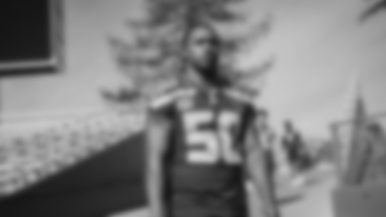 Seahawks linebacker Jamie Sheriff (50) during the Super Bowl LX team photo on February 7, 2026.