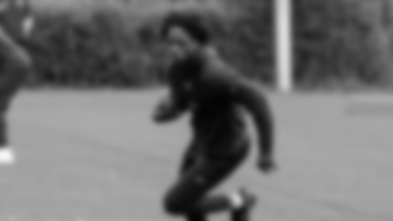 Seahawks cornerback Nehemiah Pritchett (28) participated in a workout on May 13, 2025 at the Virginia Mason Athletic Center.