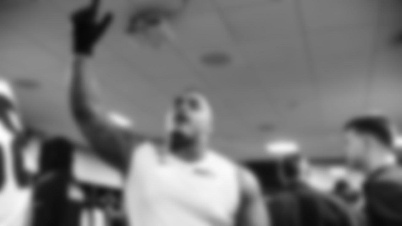 The Seahawks celebrated the 37-9 victory over the Falcons at Mercdes-Benz Stadium.