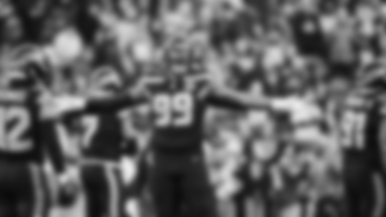 Seahawks defensive end Leonard Williams (99) warms up at Lumen Field for the NFC Championship game vs. the Los Angeles Rams on Sunday, January 25, 2026.