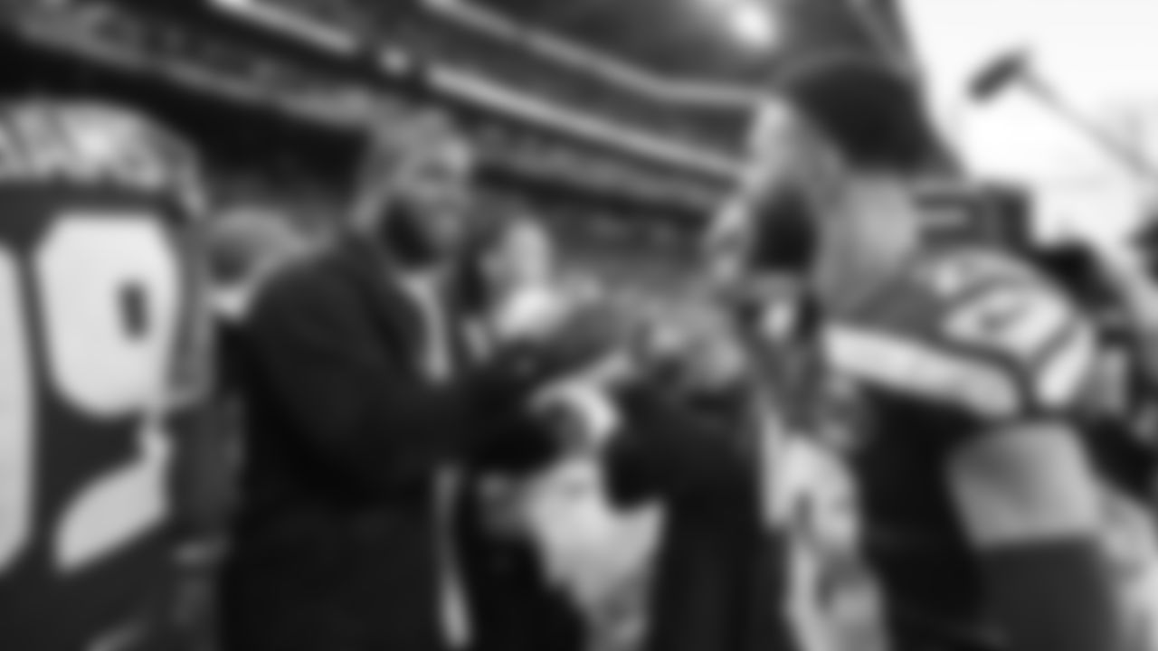 Seahawks Legends Kam Chancellor and Richard Sherman at Lumen Field for the NFC divisional round game vs. the San Francisco 49ers on January 17, 2026.