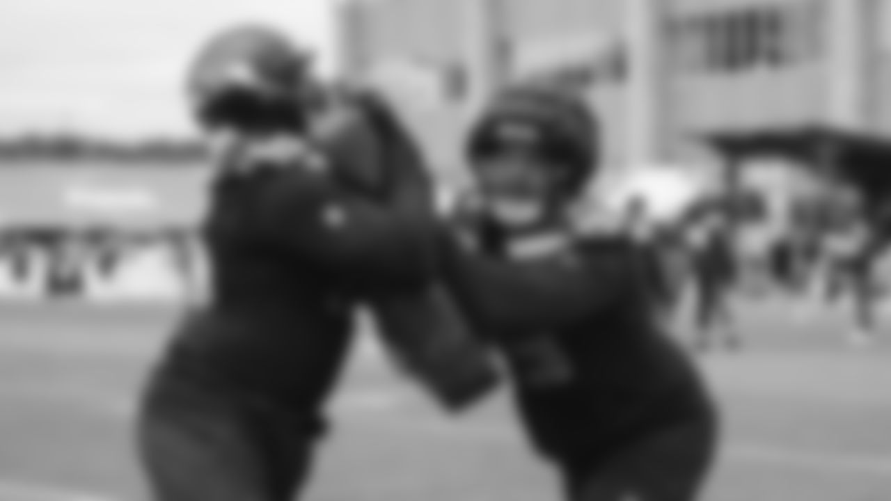 Seahawks tackle Amari Kight (79) practiced on day three of training camp on July 25, 2025 at the Virginia Mason Athletic Center.