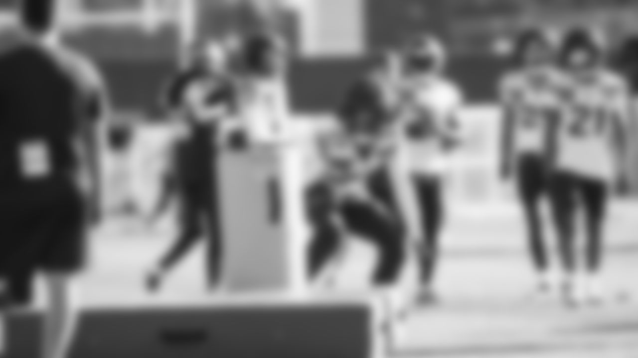 Seahawks cornerback Riq Woolen (27) practiced on Wednesday, February 4, 2026 in San Jose, California.