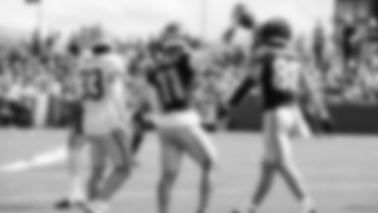 Seahawks wide receiver Jaxon Smith-Njigba (11) participated in a joint practice with the Packers at Ray Nitschke Field in Green Bay, Wisconsin.