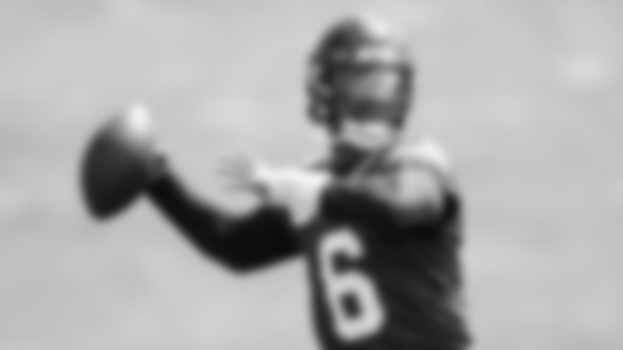 Seahawks quarterback Jalen Milroe (6) participated in the Seahawks 2025 offseason workout program.
