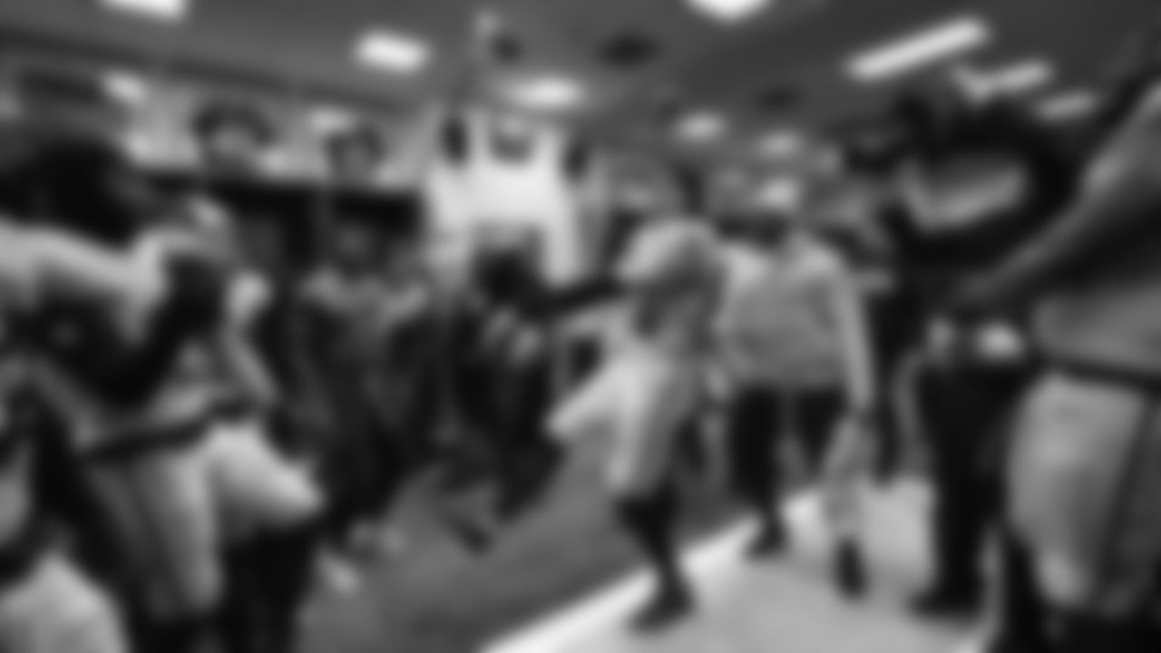 The Seahawks celebrated the 38-37 overtime-win vs. the L.A. Rams in Week 16.