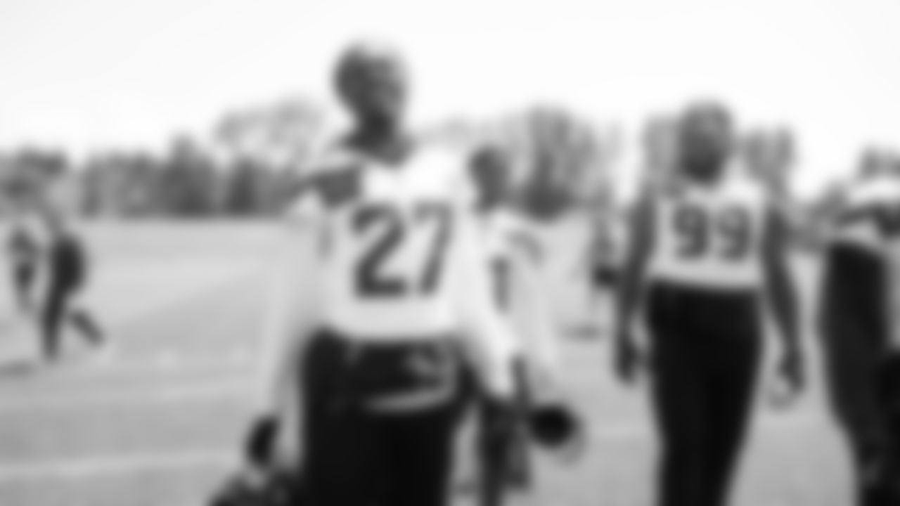Seahawks cornerback Riq Woolen (27) participated in a workout on day four of OTAs on Monday, June 2, 2025 at the Virginia Mason Athletic Center.