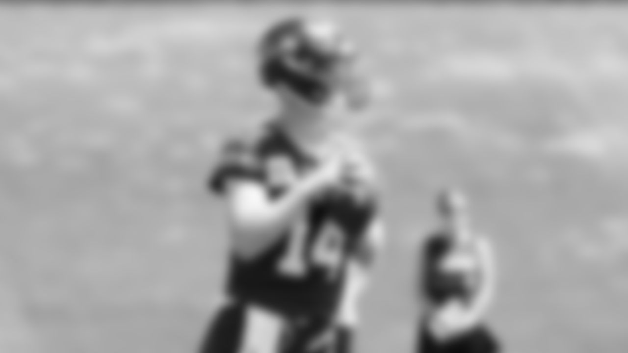 Seahawks quarterback Sam Darnold (14) participated in a workout on day one of minicamp on Tuesday, June 10, 2025 at the Virginia Mason Athletic Center.