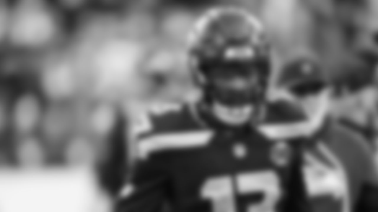 Seahawks linebacker Ernest Jones IV (13) warms up at Lumen Field for the NFC Championship game vs. the Los Angeles Rams on Sunday, January 25, 2026.