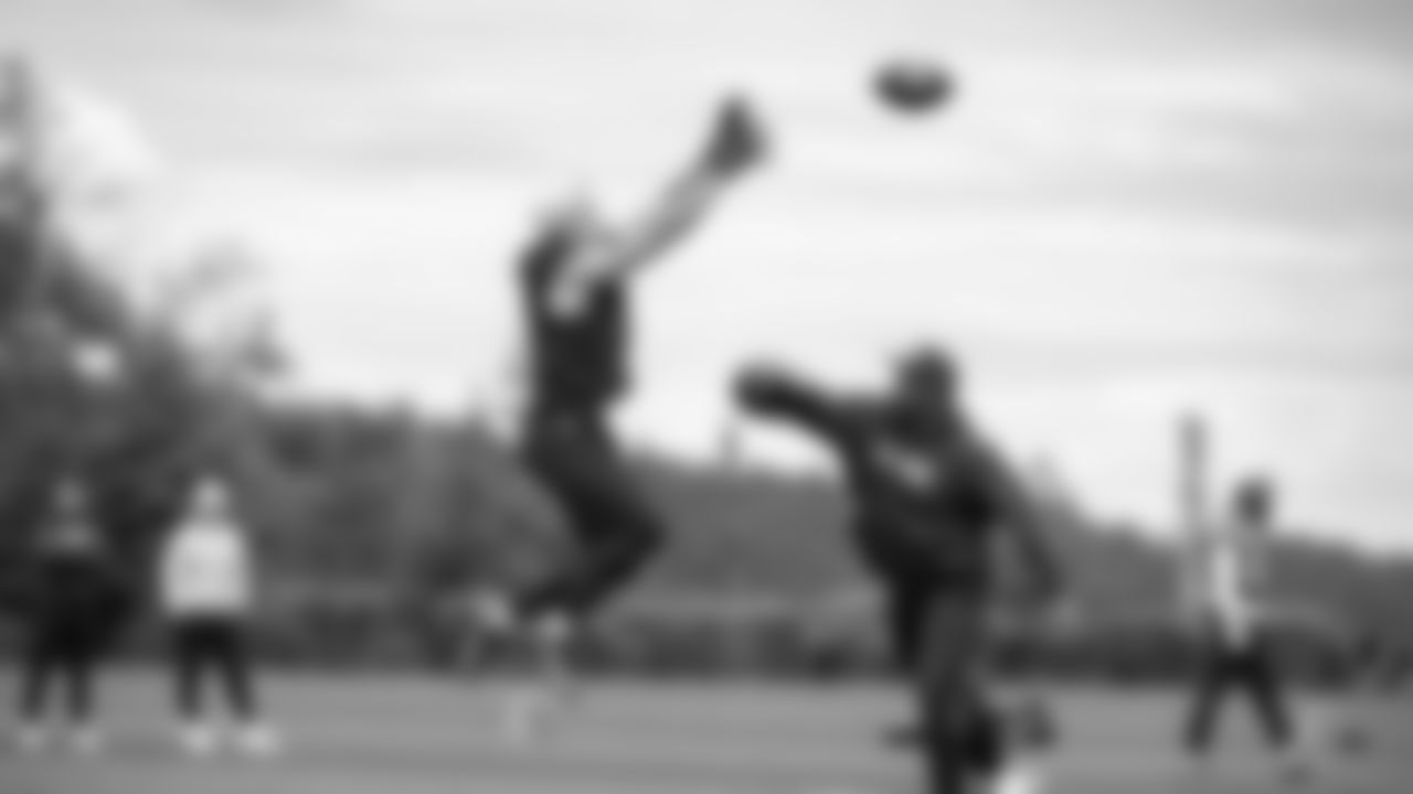 Seahawks wide receiver Jake Bobo (19) participated in a workout on May 21, 2025 at the Virginia Mason Athletic Center.