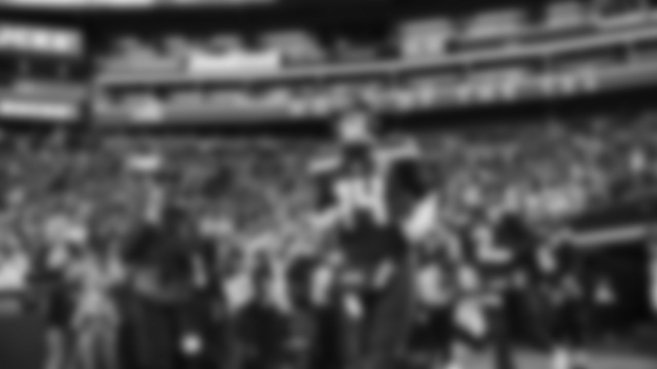 Seahawks quarterback Sam Darnold (14) warms up at Lumen Field for the NFC divisional round game vs. the San Francisco 49ers on January 17, 2026.