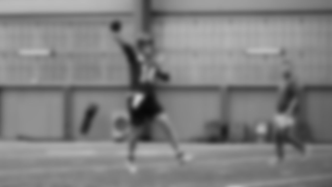 Seahawks quarterback Sam Darnold (14) practiced on Friday, November 14, 2025 at the Virginia Mason Athletic Center.