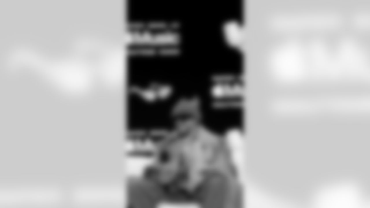 Halftime performer Bad Bunny smiles at the Apple Music Halftime Show press conference ahead of the Super Bowl 60 football game on Thursday, February 5, 2026 in San Francisco. (Kathryn Riley/NFL)