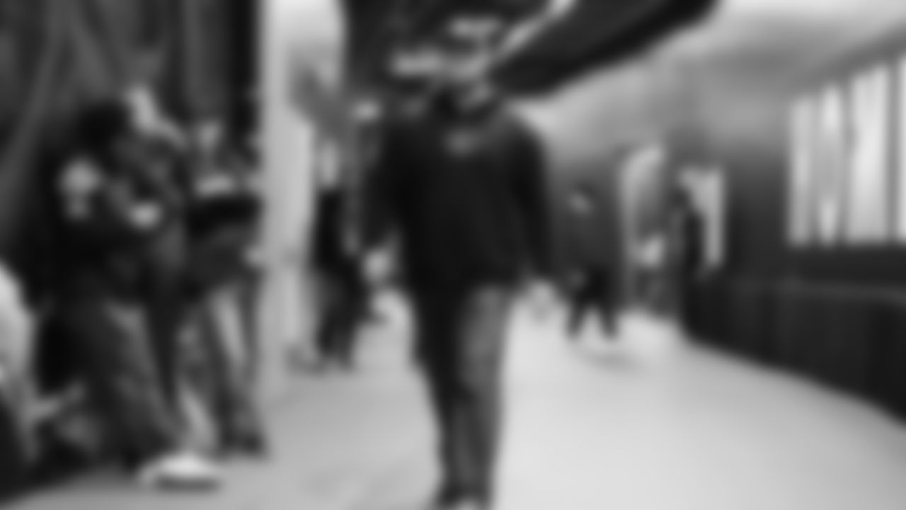 Seahawks guard Bryce Cabeldue (77) arrived at Lumen Field for the NFC divisional round game vs. the San Francisco 49ers on January 17, 2026.