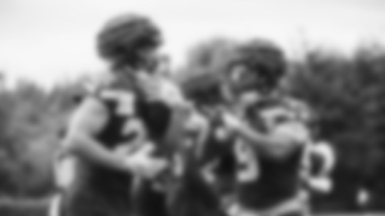 Seahawks running back Zach Charbonnet (26) and running back Kenneth Walker III (9) practiced on day three of training camp on July 25, 2025 at the Virginia Mason Athletic Center.