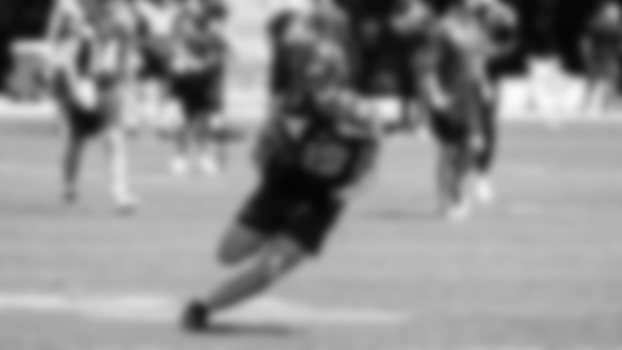 Seahawks tight end Marshall Lang (49) participated in a workout on day one of OTAs on Tuesday, May 27, 2025 at the Virginia Mason Athletic Center.
