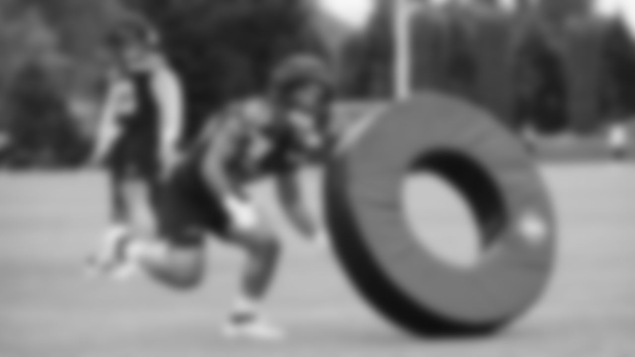 Seahawks running back George Holani (36) practiced on day three of training camp on July 25, 2025 at the Virginia Mason Athletic Center.