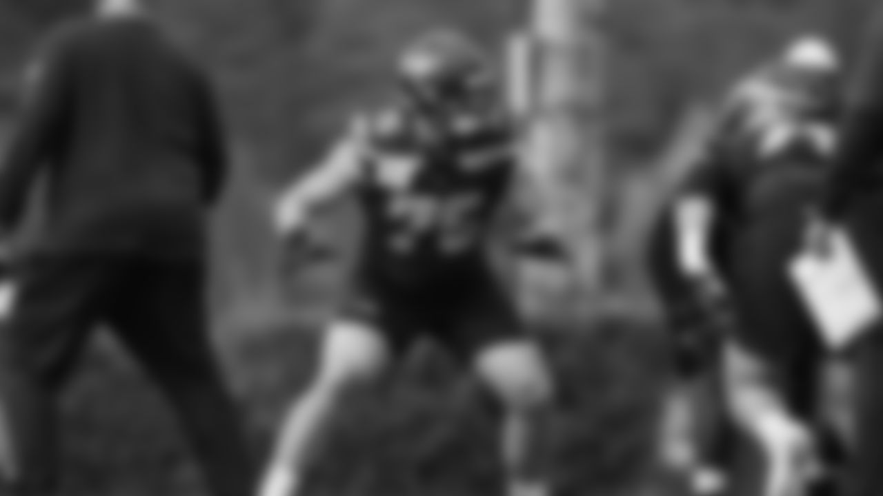 Seahawks guard Grey Zabel (76) practiced on Friday, October 17, 2025 at the Virginia Mason Athletic Center.