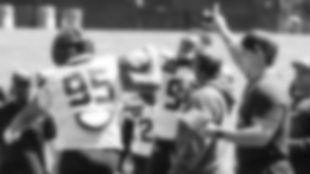 Seahawks defensive end Leonard Williams (99) an nose tackle Brandon Pili (95) practiced on day six of training camp on July 29, 2025 at the Virginia Mason Athletic Center.