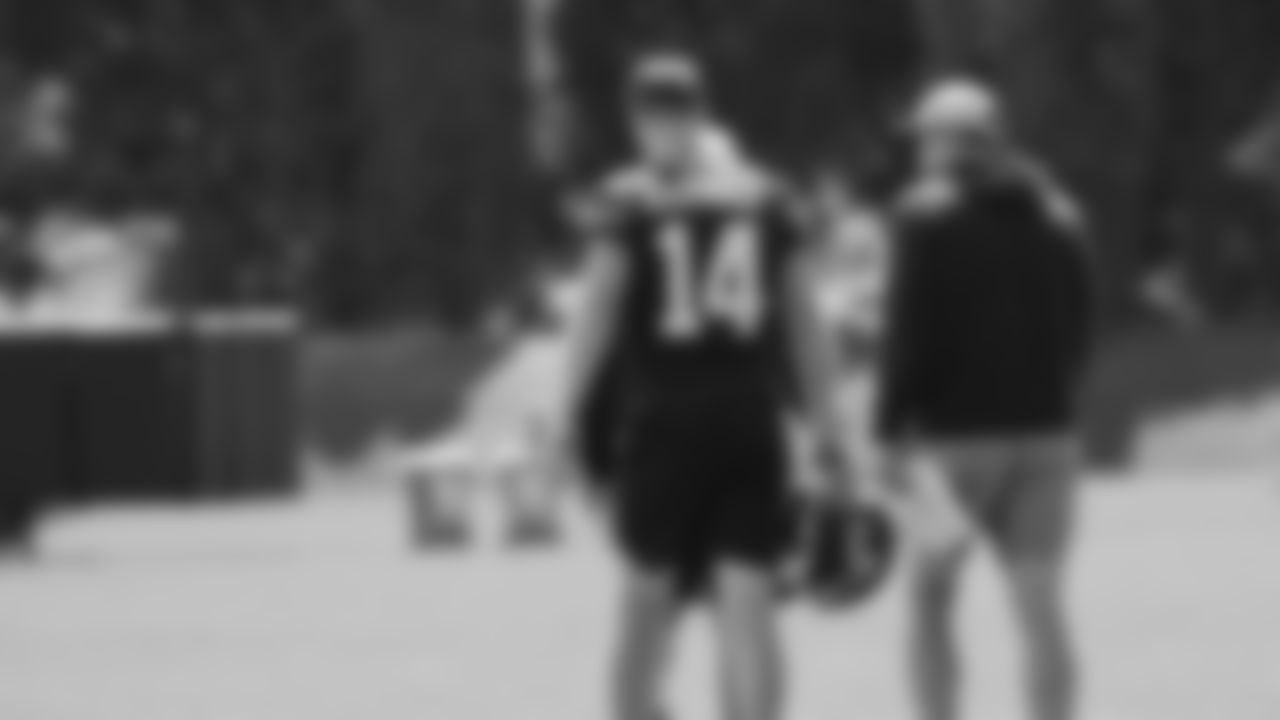 Seahawks quarterback Sam Darnold (14) practiced on day four of training camp on July 26, 2025 at the Virginia Mason Athletic Center.