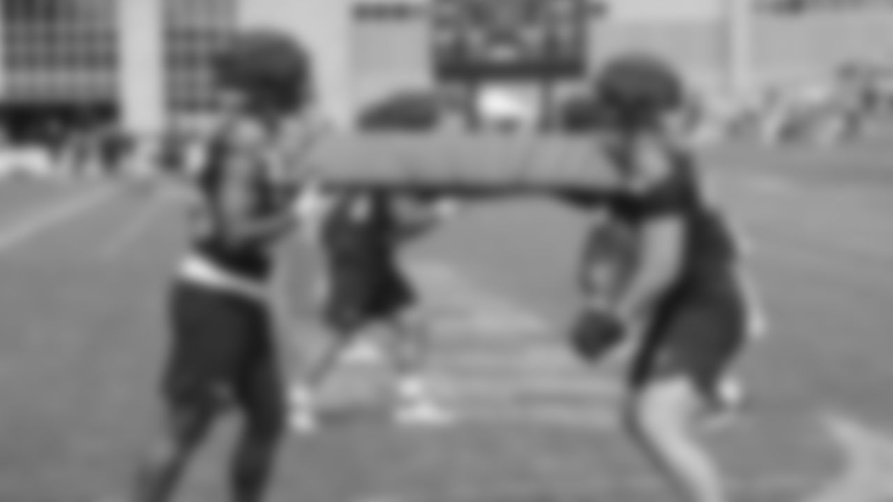 Seahawks running back Anthony Tyus III (35) and fullback Robbie Ouzts (40) practiced on August 13, 2025 at the Virginia Mason Athletic Center.