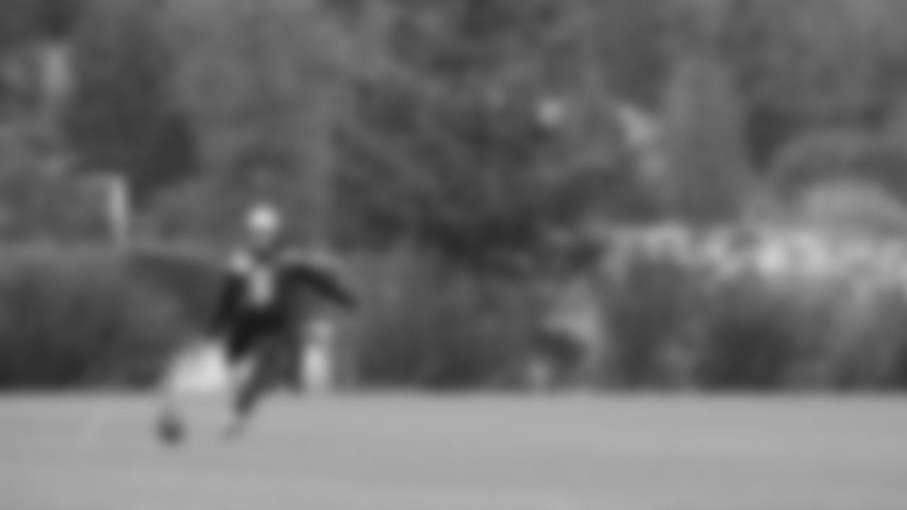 Seahawks kicker Jason Myers (5) practiced on Thursday, January 8, 2026 at the Virginia Mason Athletic Center.