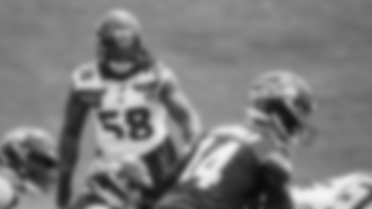 Seahawks linebacker Derick Hall (58) participated in a workout on day five of OTAs on Wednesday, June 4, 2025 at the Virginia Mason Athletic Center.