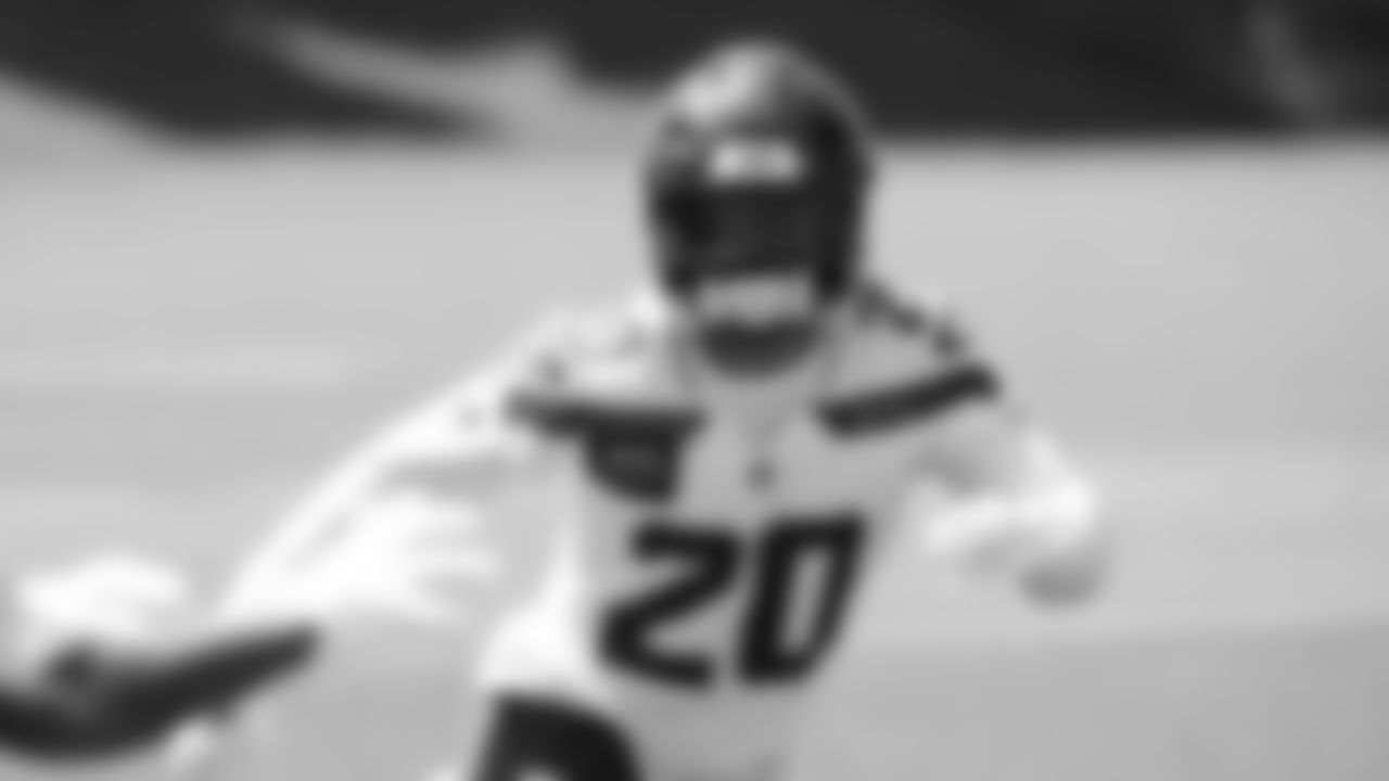 Seahawks safety Julian Love (20) participated in a workout on day one of minicamp on Tuesday, June 10, 2025 at the Virginia Mason Athletic Center.